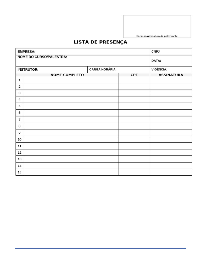 Modelo de Lista de Presença | PDF