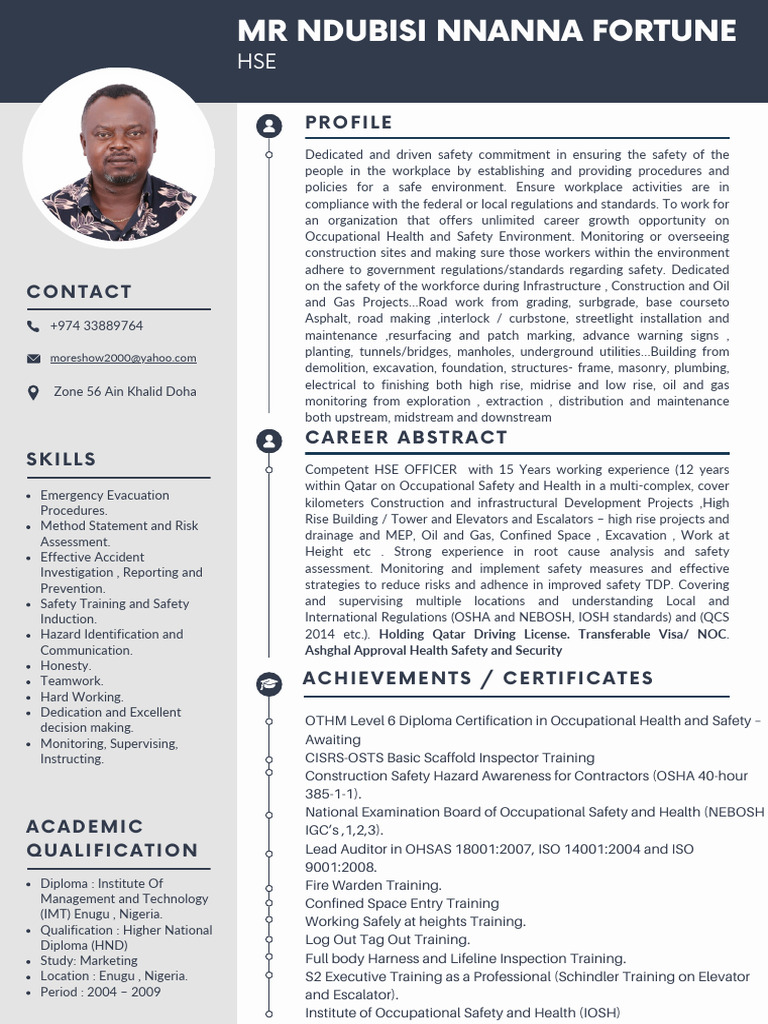 Fortune CV Hse Officer | PDF | Occupational Safety And Health | Safety