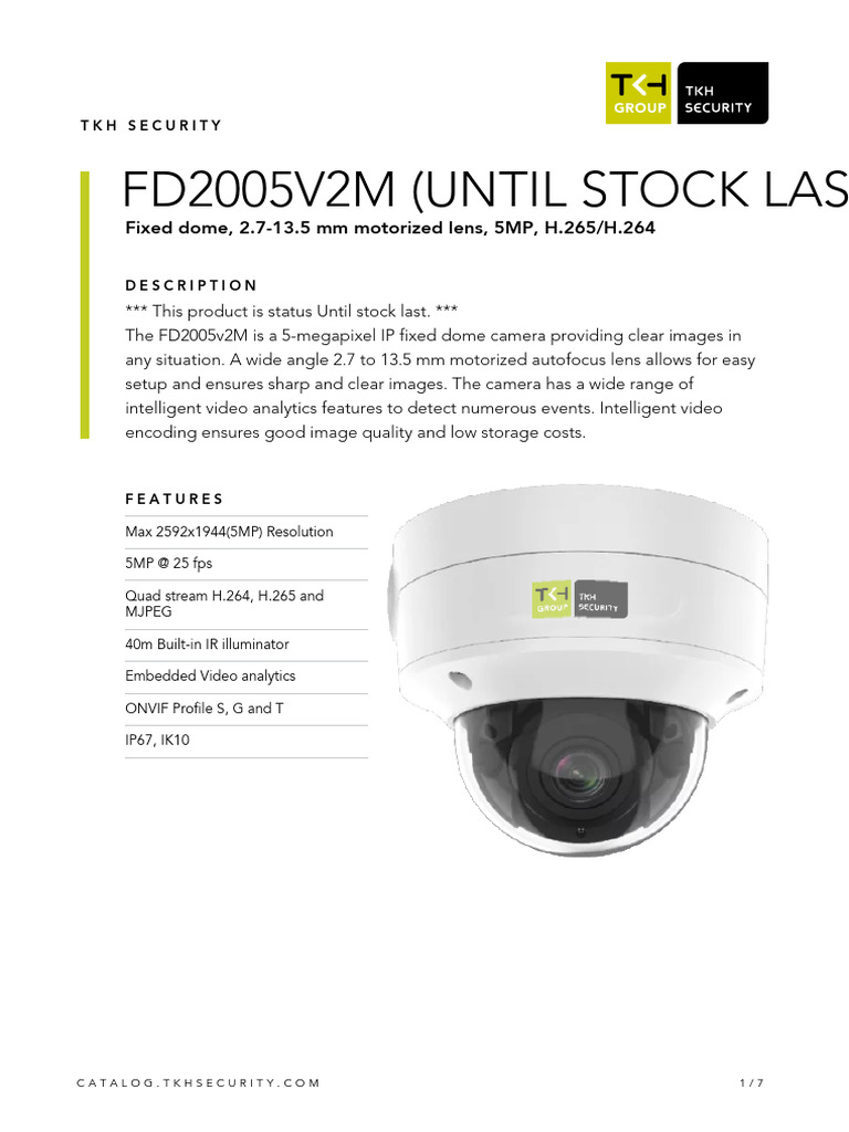 5MP Fixed Dome IP Camera FD2005v2M | PDF | Transport Layer Security ...