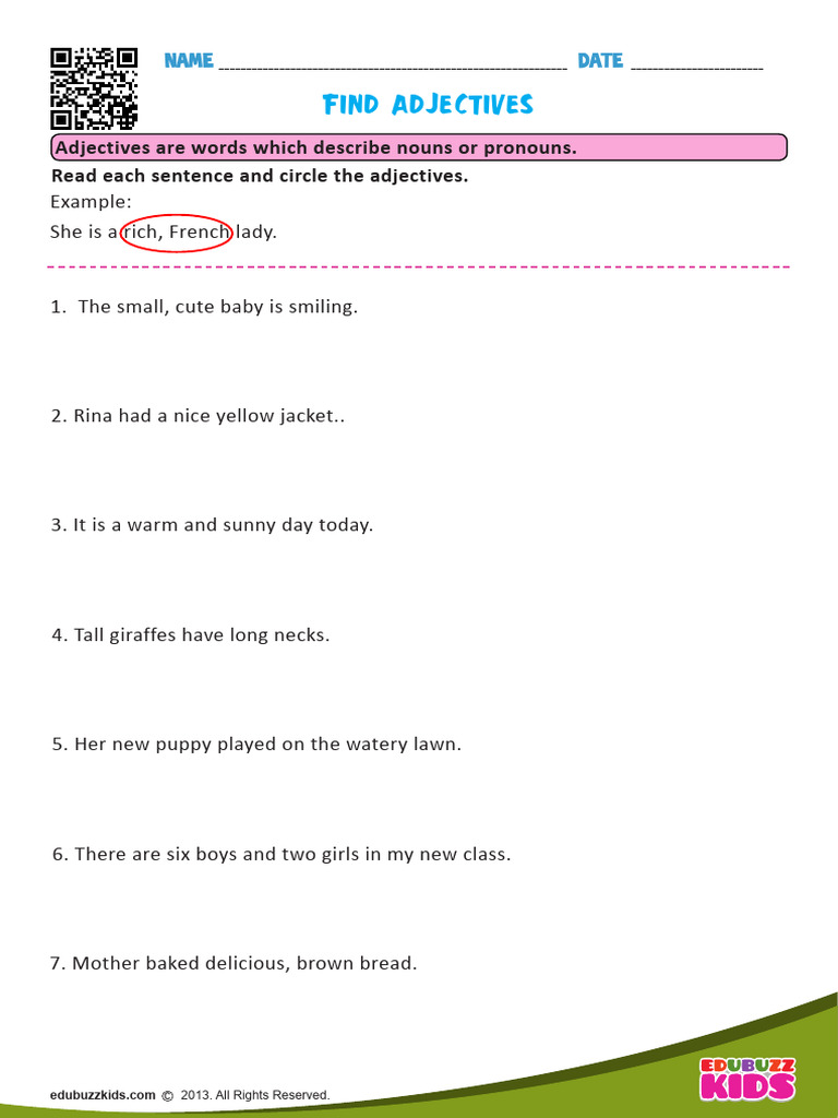 Finding Adjectives in Sentences | PDF