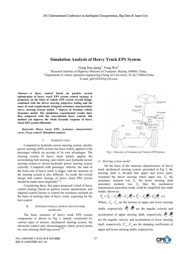 Heavy Truck EPS System Simulation Analysis | PDF | Steering | Truck