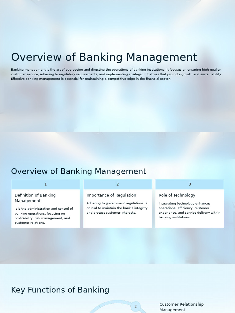 Overview of Banking Management Essentials | PDF | Banks | Regulatory ...