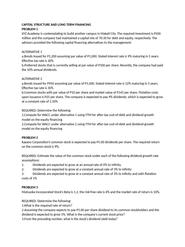 Capital Structure and Financing Analysis | PDF | Cost Of Capital ...
