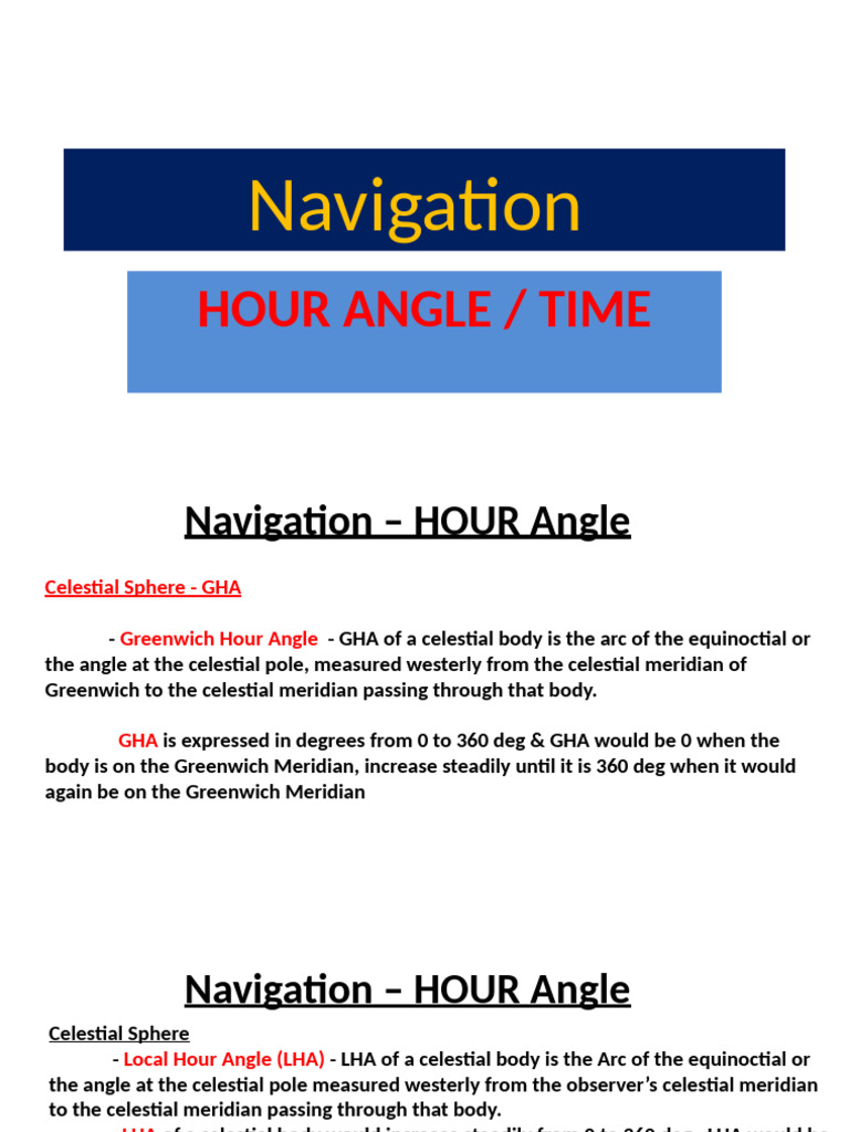 Understanding Greenwich Hour Angle | PDF | Longitude | Greenwich Mean Time