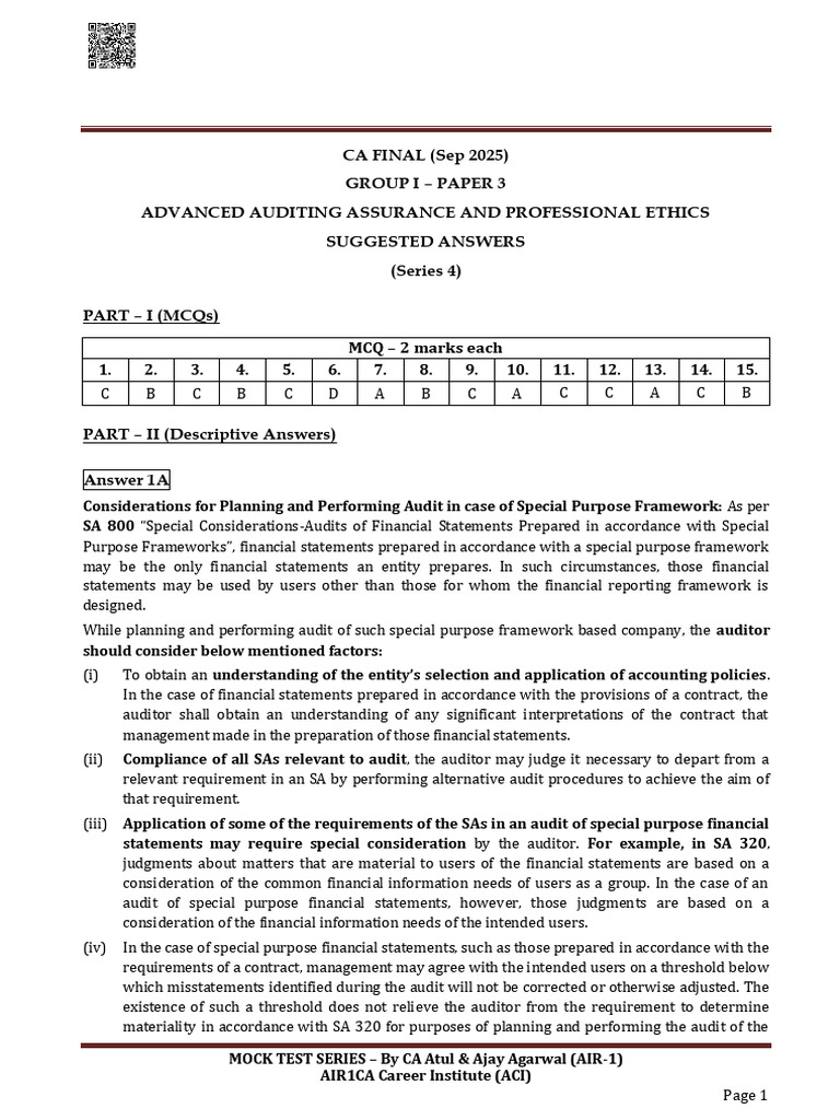 Audit 4 Answer Key | PDF | Audit | Auditor's Report