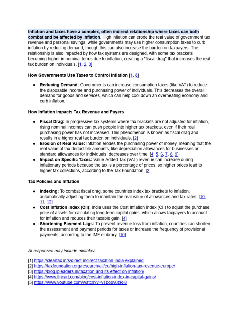 Inflation and Tax Relationship | PDF | Taxes | Inflation