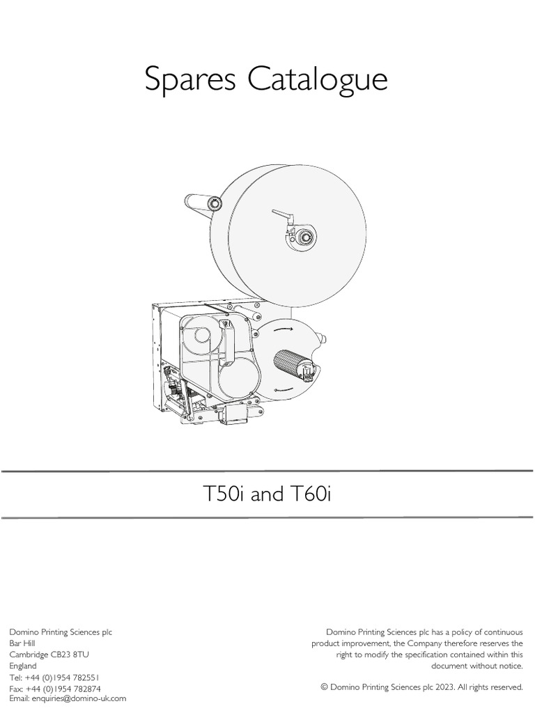 T50i/T60i Spares Overview | PDF | Printer (Computing) | Manufactured Goods