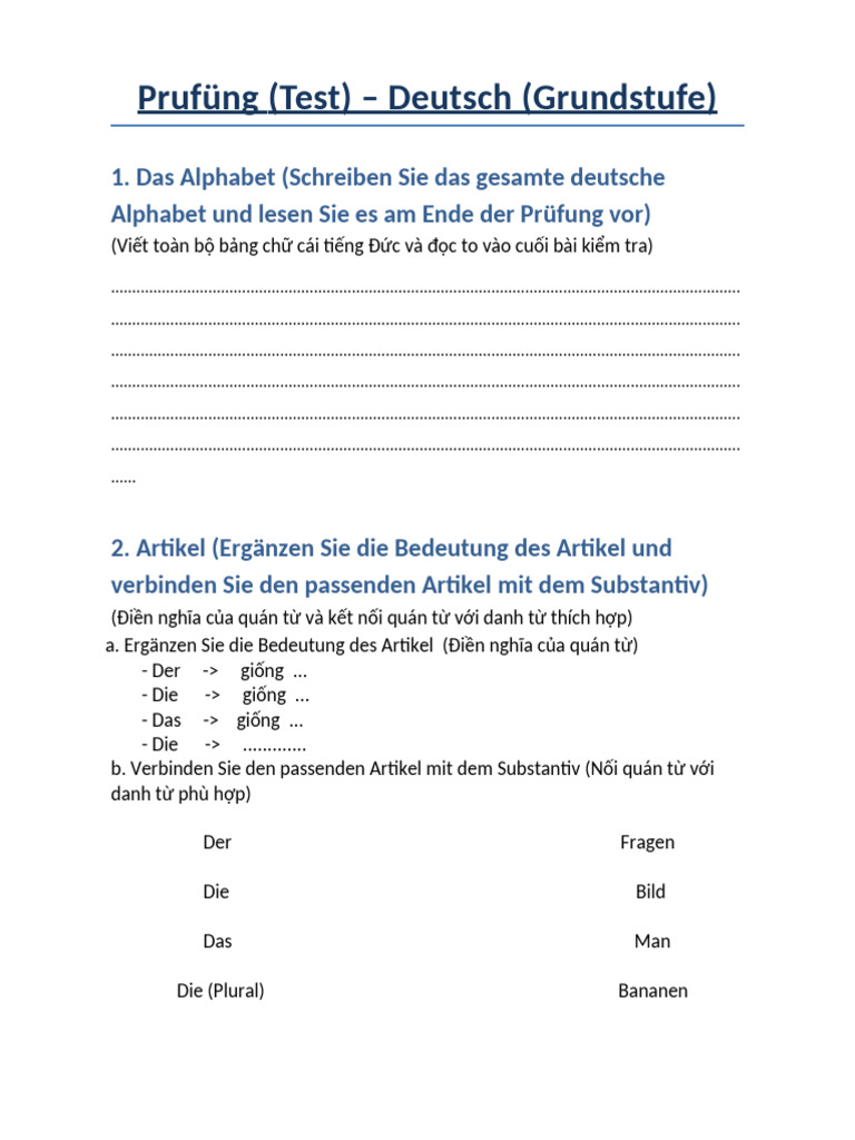 Test Deutsch A0 | PDF