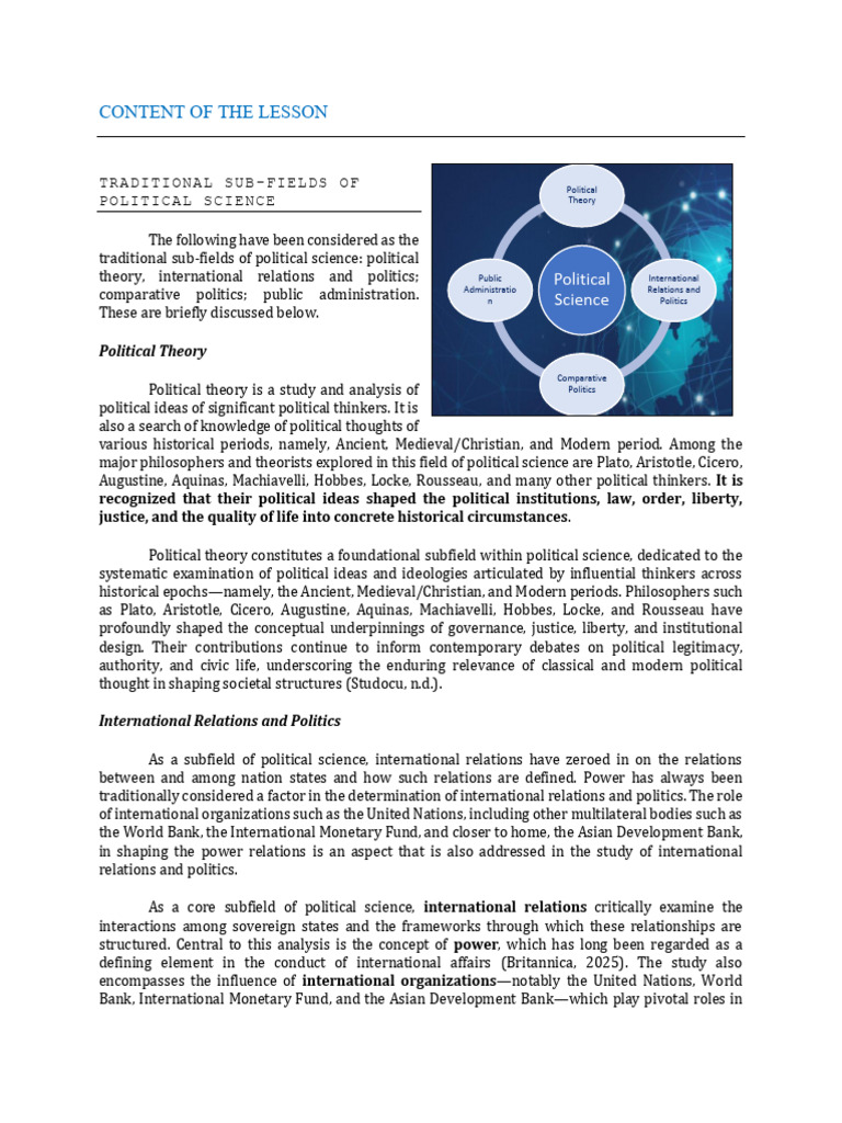 Traditional Subfields of Political Science | PDF | Political Philosophy ...