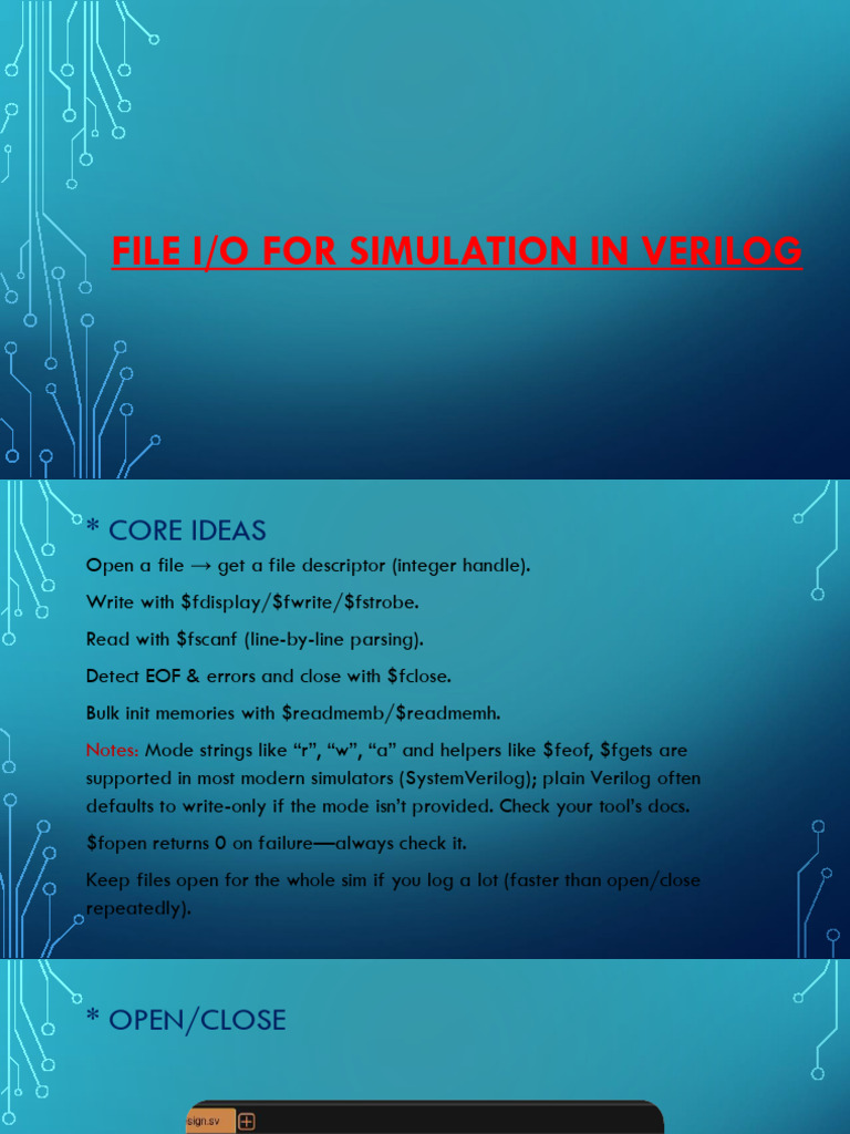 Verilog File I/O for Simulation Guide | PDF