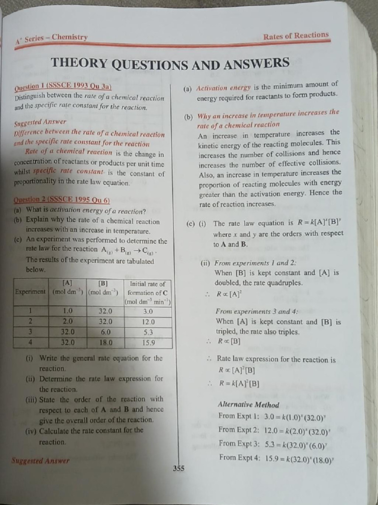 Reaction Rates Past Questions and Answers | PDF