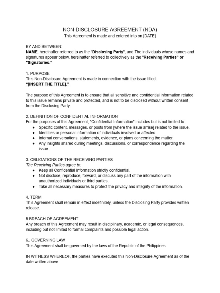 Nda Contract Sample | PDF | Non Disclosure Agreement | Justice