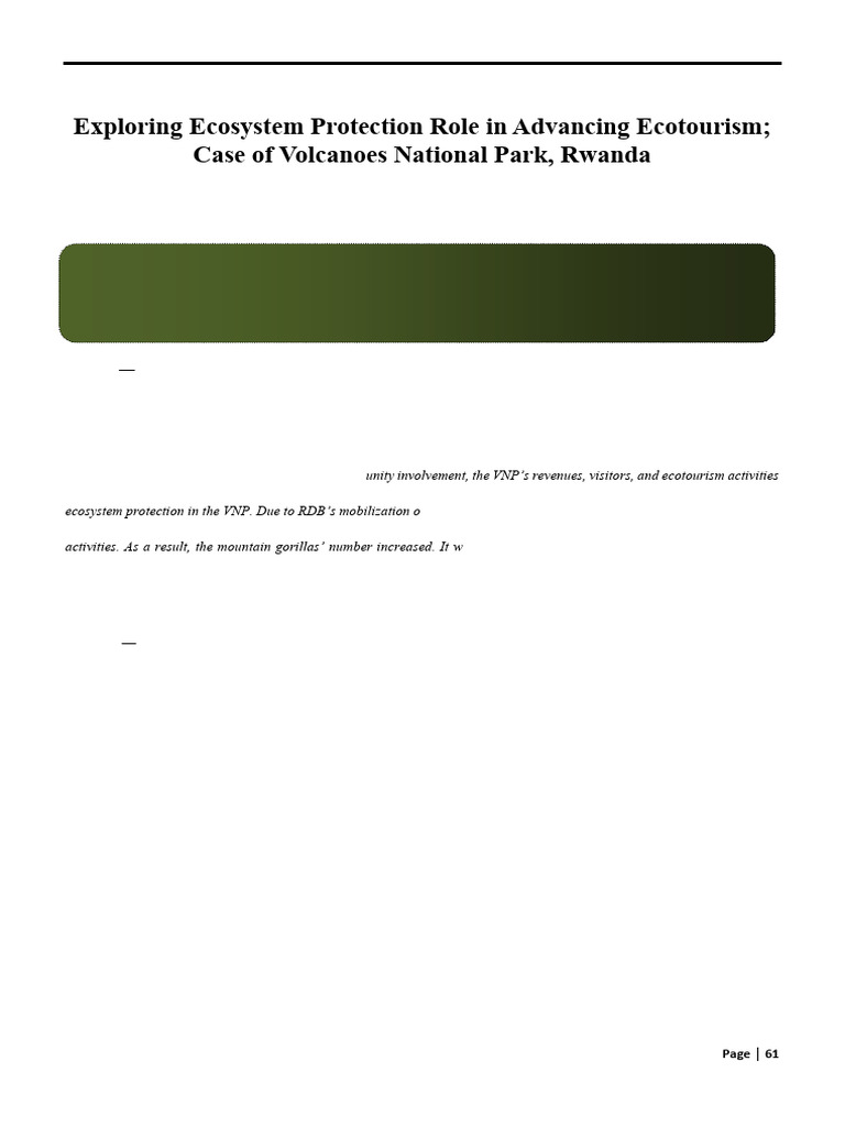 Ecosystem Protection and Ecotourism in Rwanda | PDF | Ecology | Natural ...