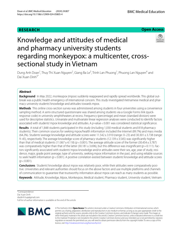 Knowledge and Attitudes of Medical and Pharmacy University Students ...