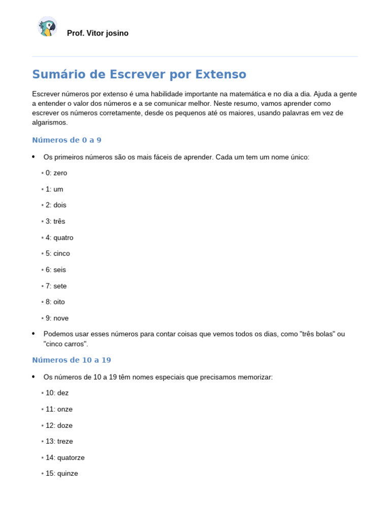 Como Escrever Números por Extenso | PDF