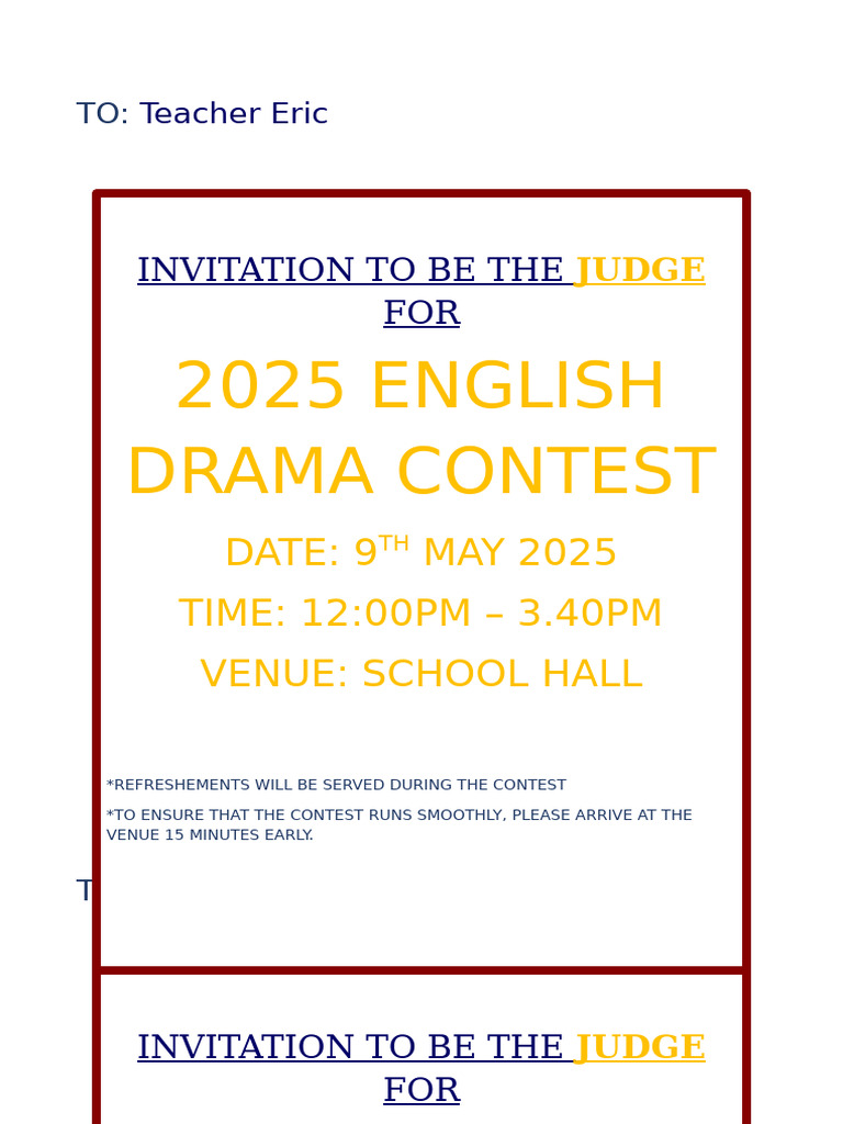 2025 English Drama Contest Invitation | PDF
