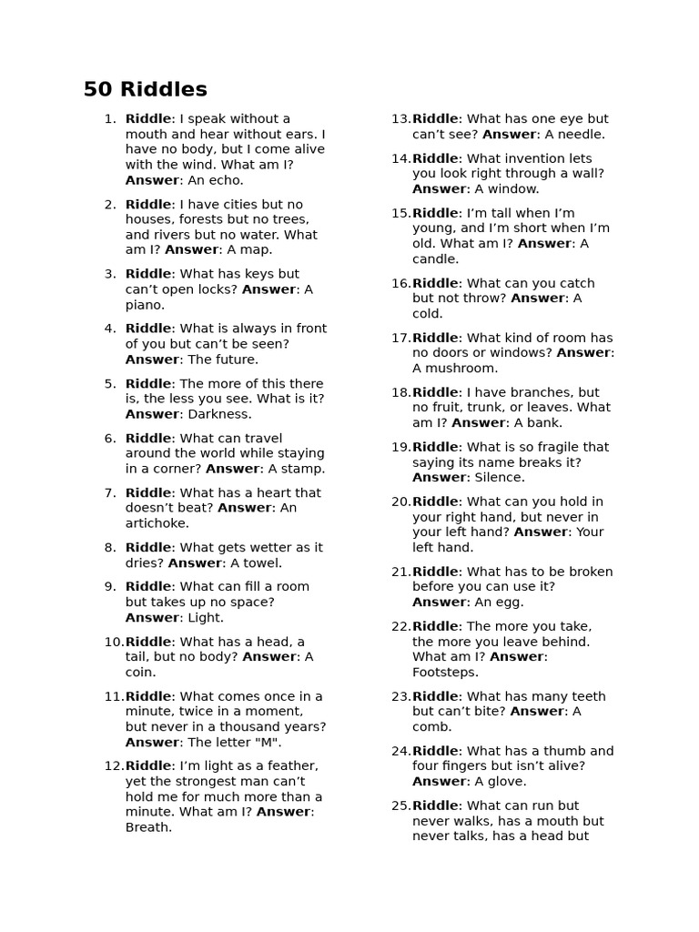 50 Fun Riddles and Dialogues | PDF