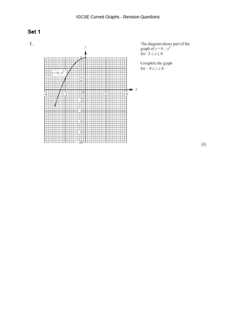 Curved Graphs - Revision Questions | PDF