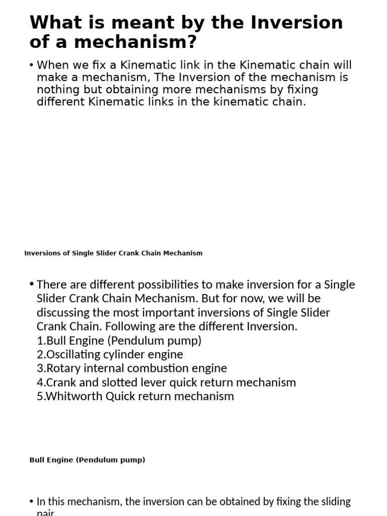 Inversion of Mechanisms Explained | PDF | Engines | Machines