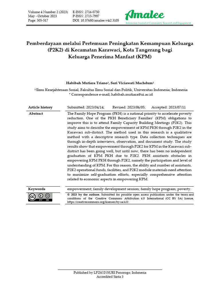 Pemberdayaan Keluarga Melalui P2K2 Tangerang | PDF