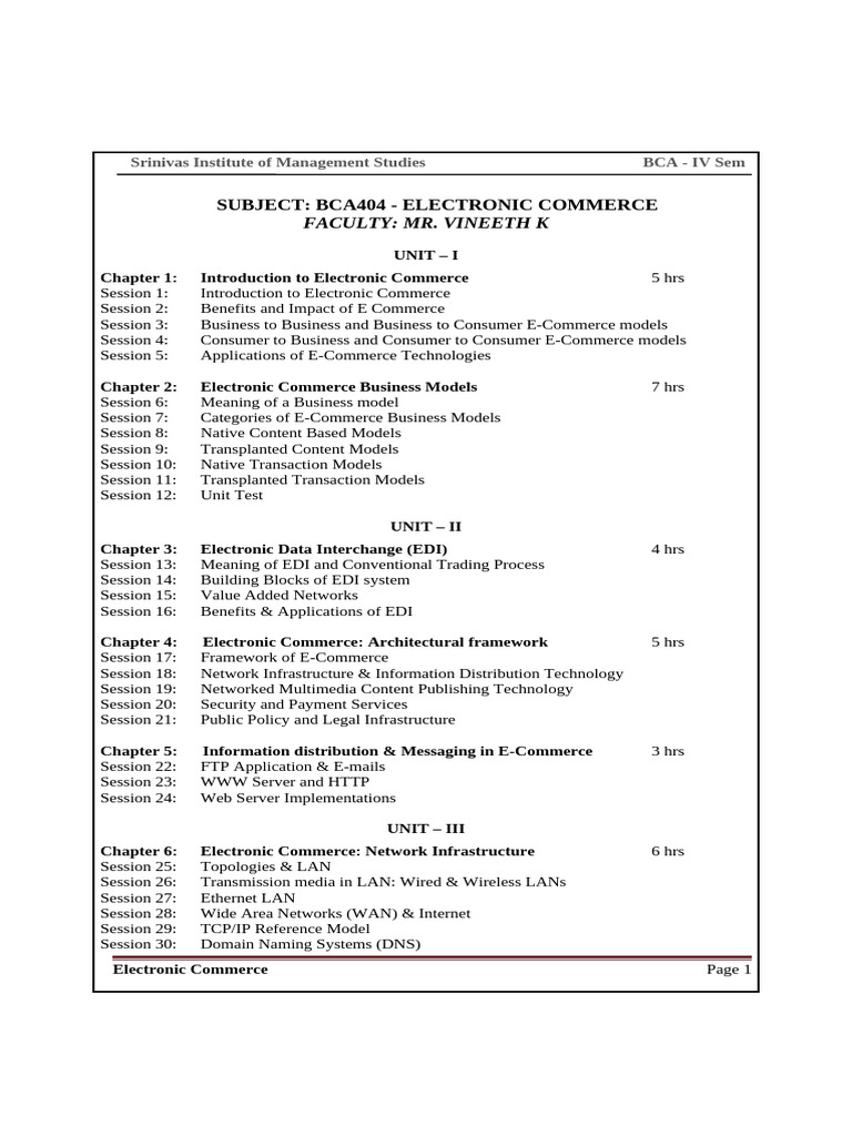 E Commerce Study Material Final | PDF | E Commerce | Computer Network