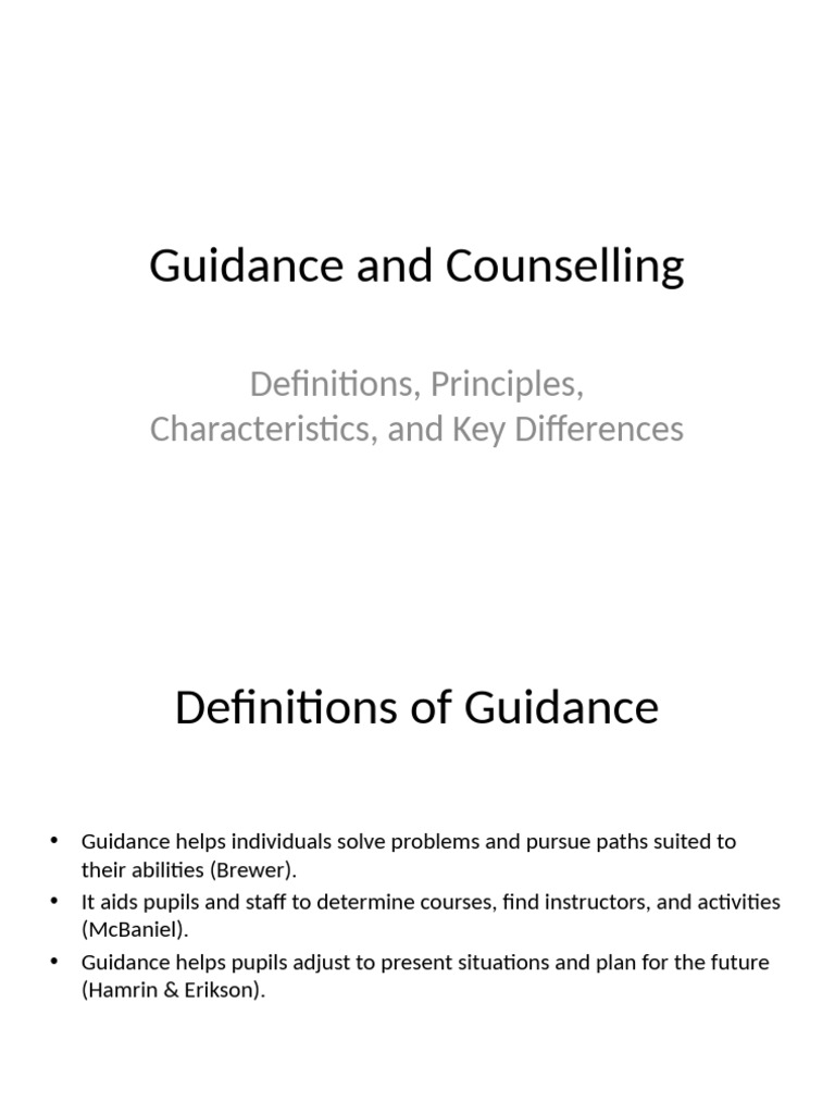 Guidance and Counselling Presentation | PDF | Psychotherapy | Motivation