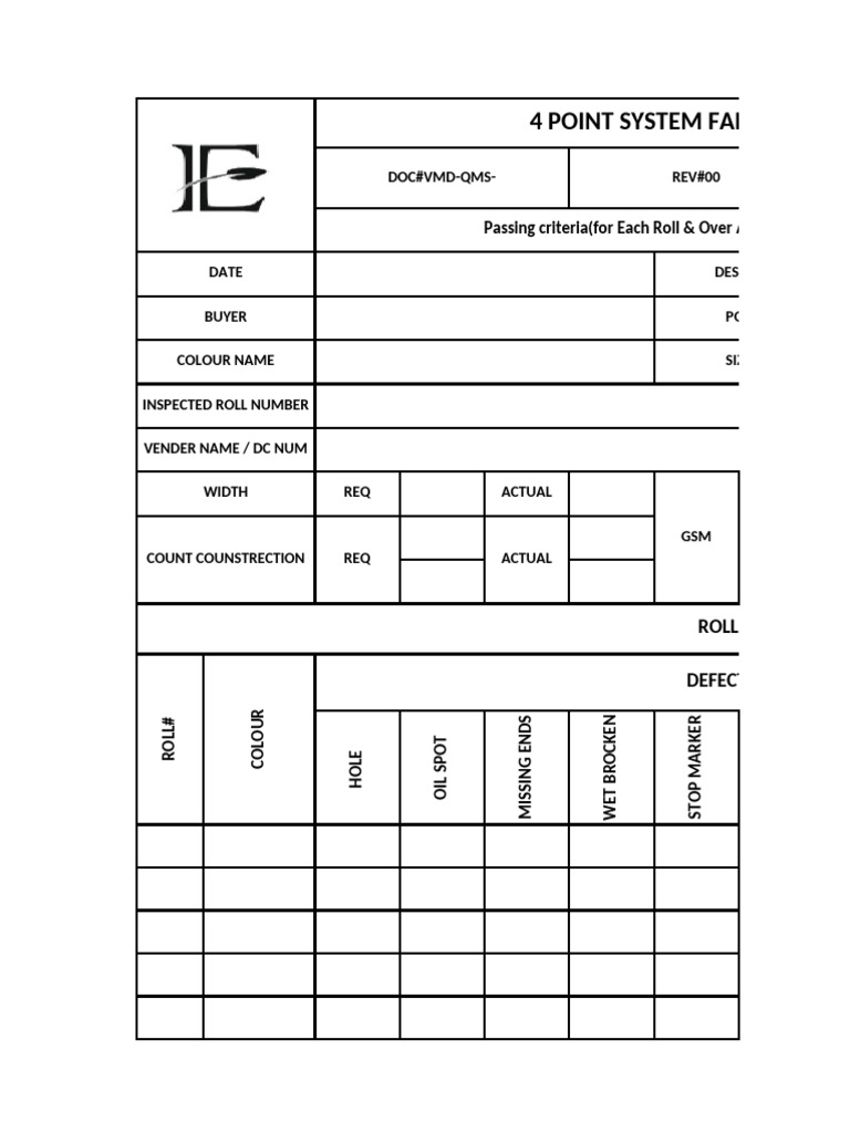 4 Point System Fabric Inspection Guide | PDF | Textiles | Textile Industry