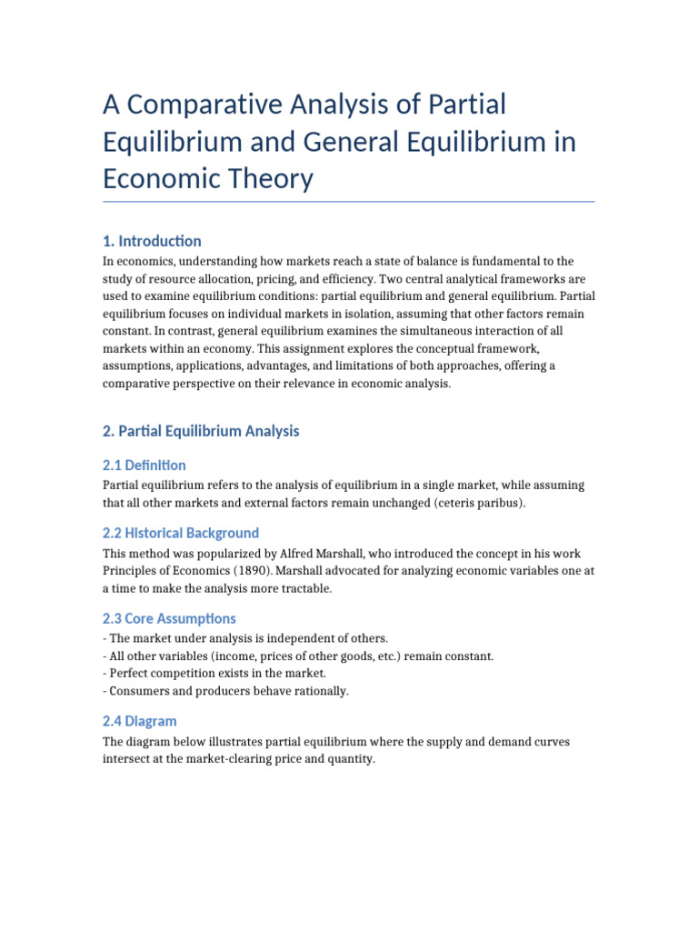 Partial Vs General Equilibrium | PDF