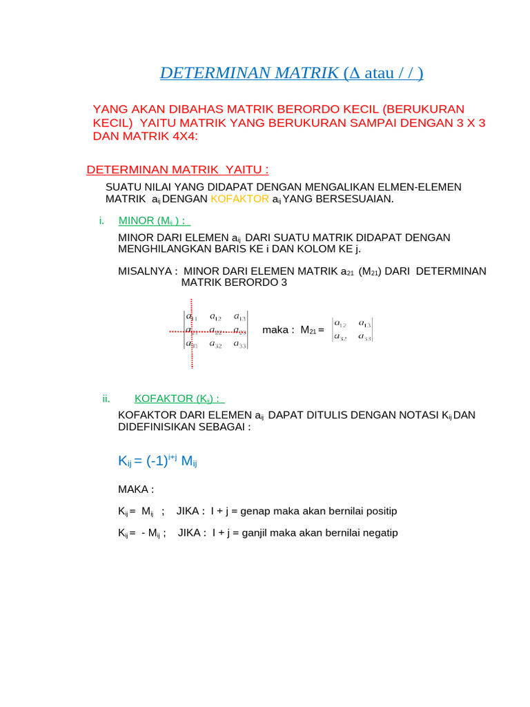 Determinan dan Kofaktor Matriks 2x4 | PDF