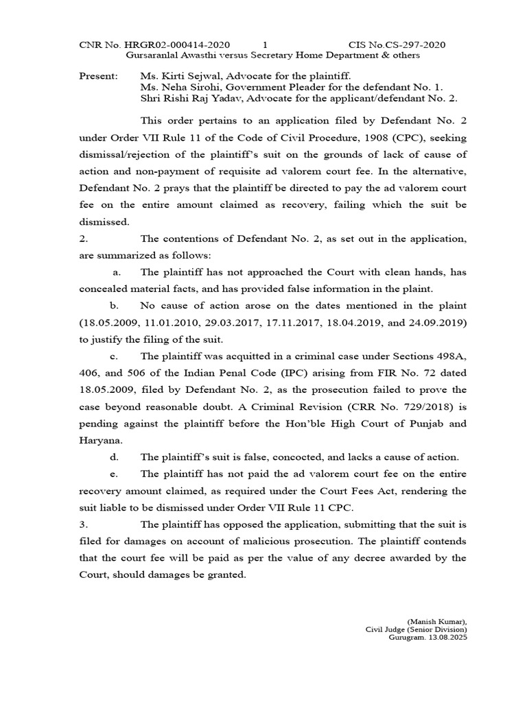 Malicious Prosecution Case Ruling | PDF | Lawsuit | Damages