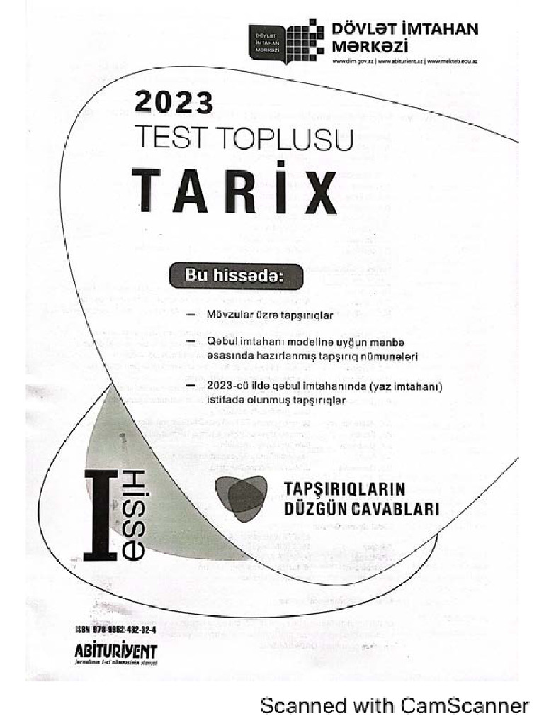 2023 Tarix Yeni Test Toplusu. Sabir Abdurrahimov | PDF