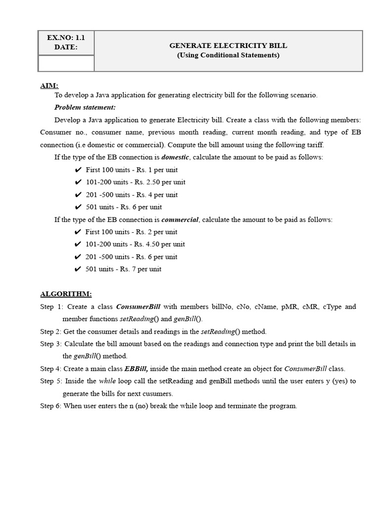 Java Electricity Bill Generator | PDF | Computer Programming ...