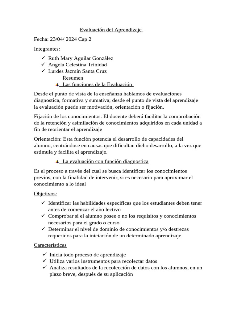 Funciones de la Evaluación Educativa | PDF | Evaluación | Aprendizaje