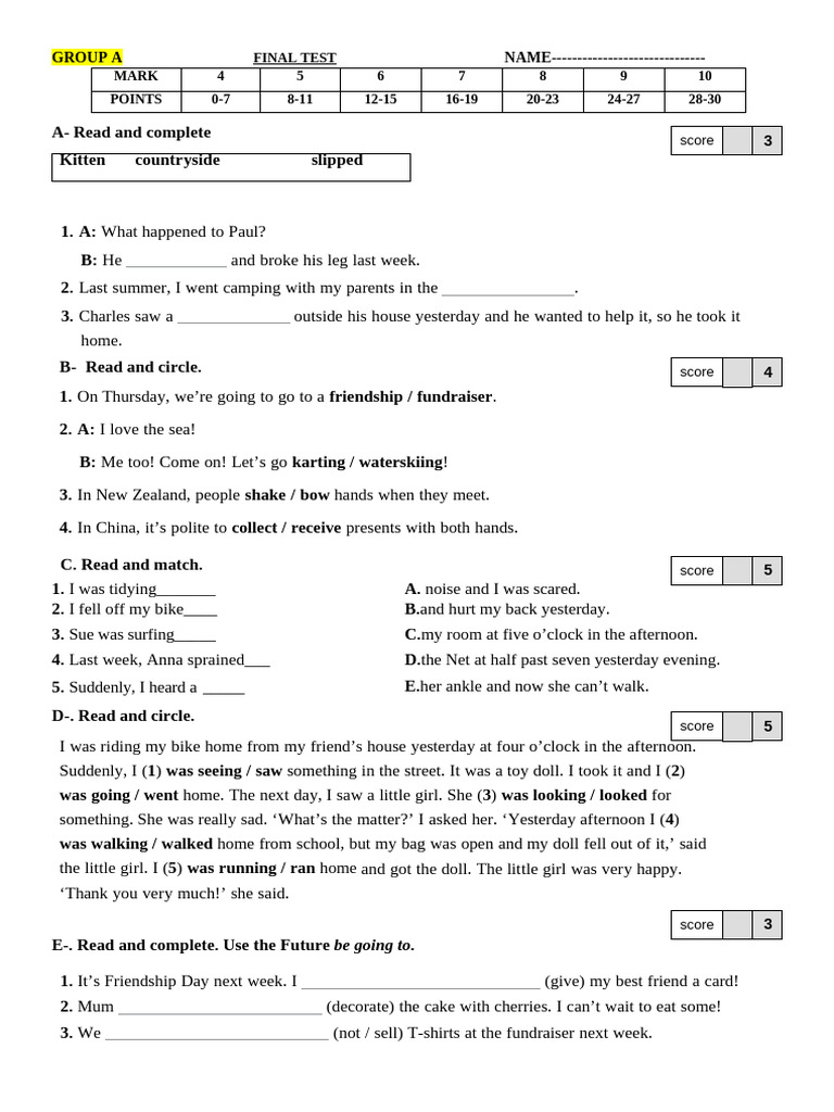 Final Test Answers for Groups A & B | PDF | Sea Turtle | Turtle