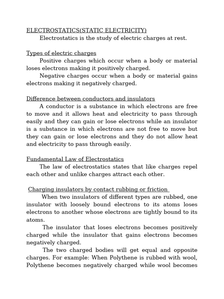 Understanding Electrostatics Basics | PDF | Electric Charge | Electron