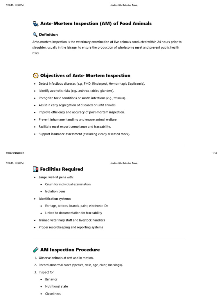 Ante-Mortem Inspection of Food Animals | PDF | Slaughterhouse | Animal ...