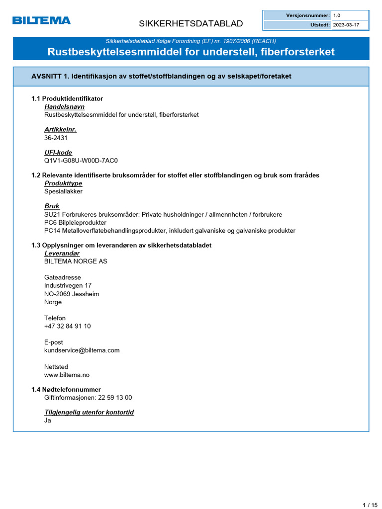 Sikkerhetsdatablad | PDF