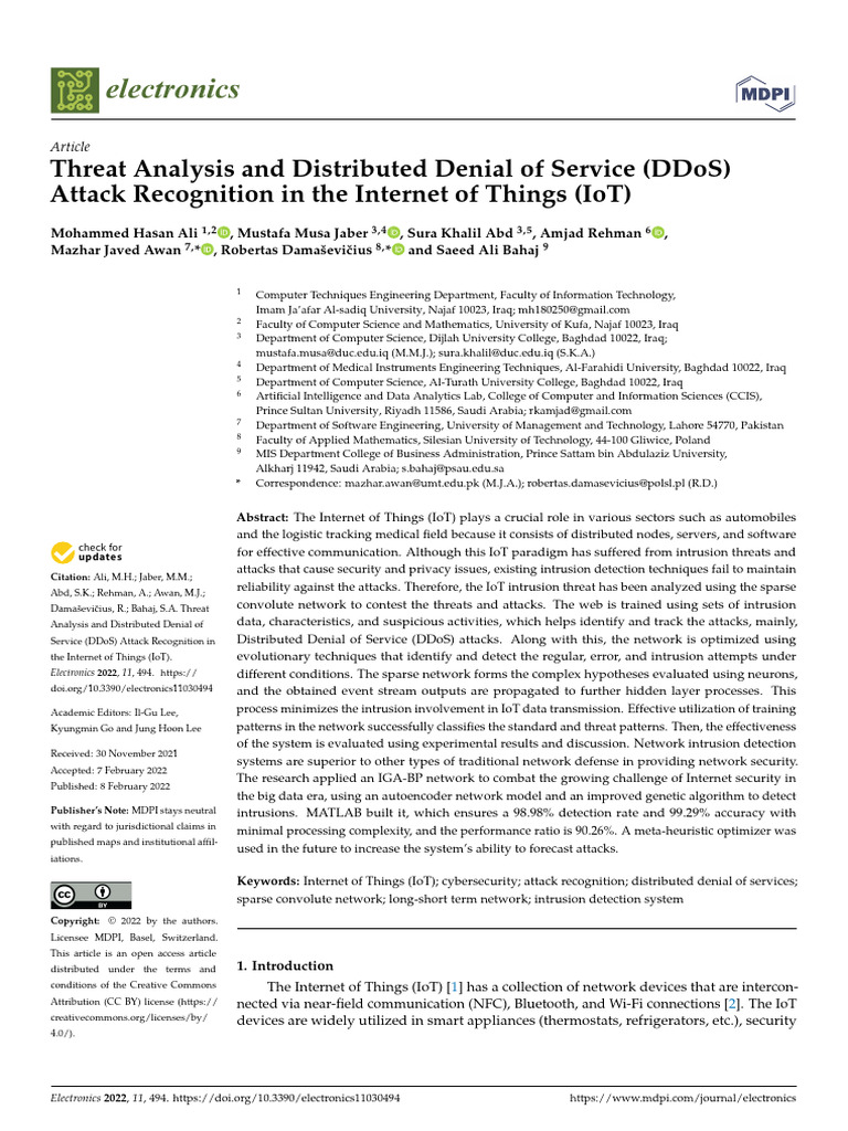 DDoS Attack Detection in IoT Systems | PDF | Internet Of Things ...