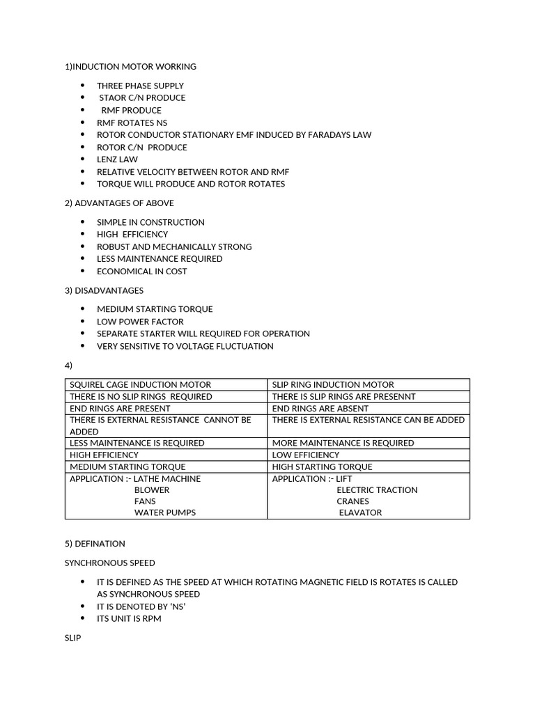 Induction Motor Working Principles and Types | PDF | Electric Motor ...
