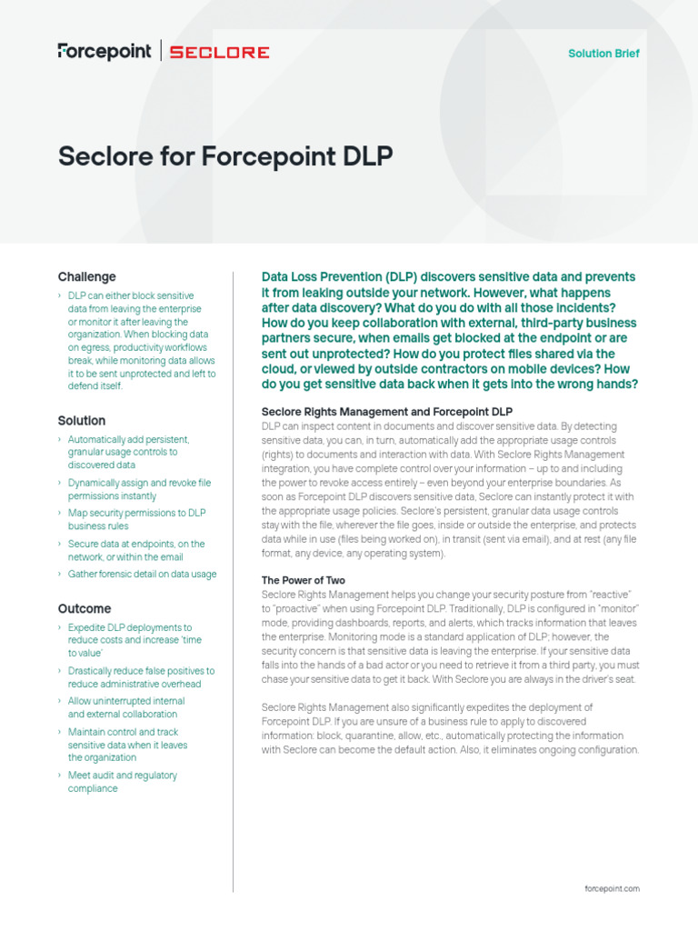 Seclore Rights Management for Forcepoint DLP | PDF | Computer Security ...