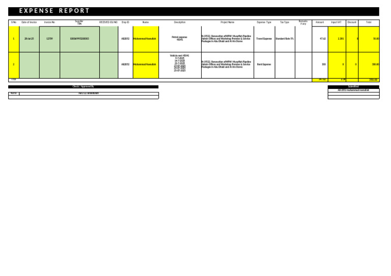 Expense Sheet Form Nasarullah 8 | PDF | Taxes | Government Finances