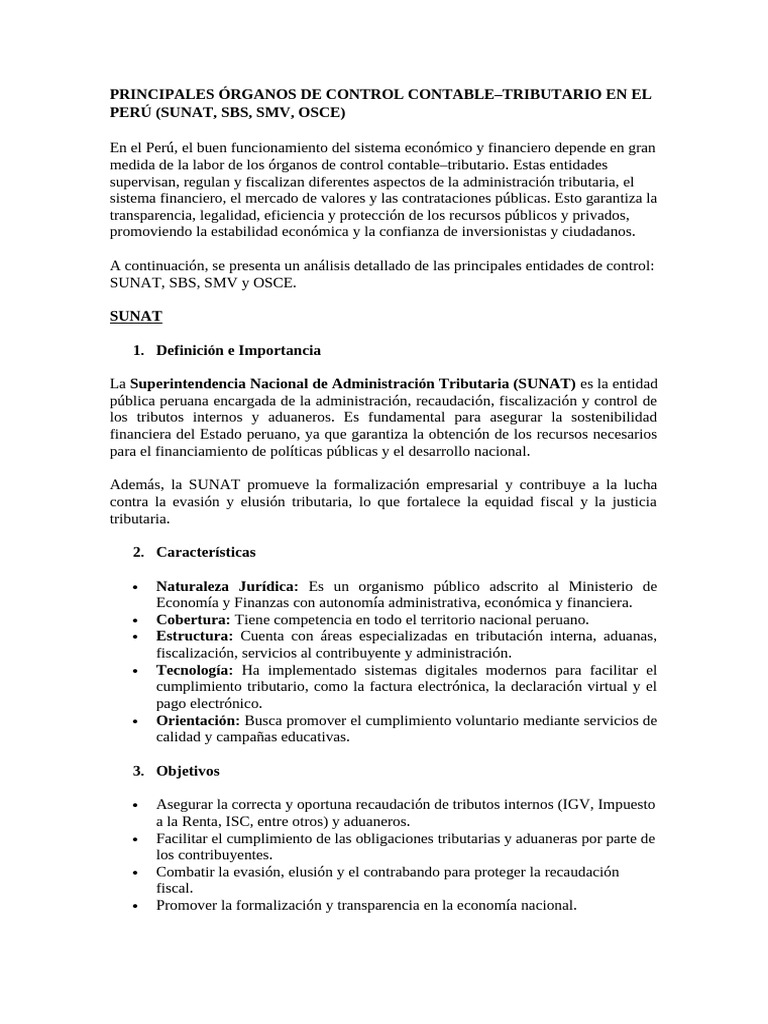 Órganos de Control Contable en Perú | PDF | Bolsa | Sistema financiero