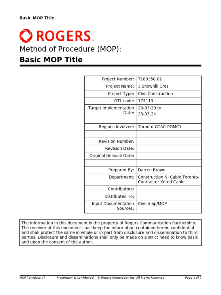 Civil Construction MOP for Toronto Project | PDF | Computing