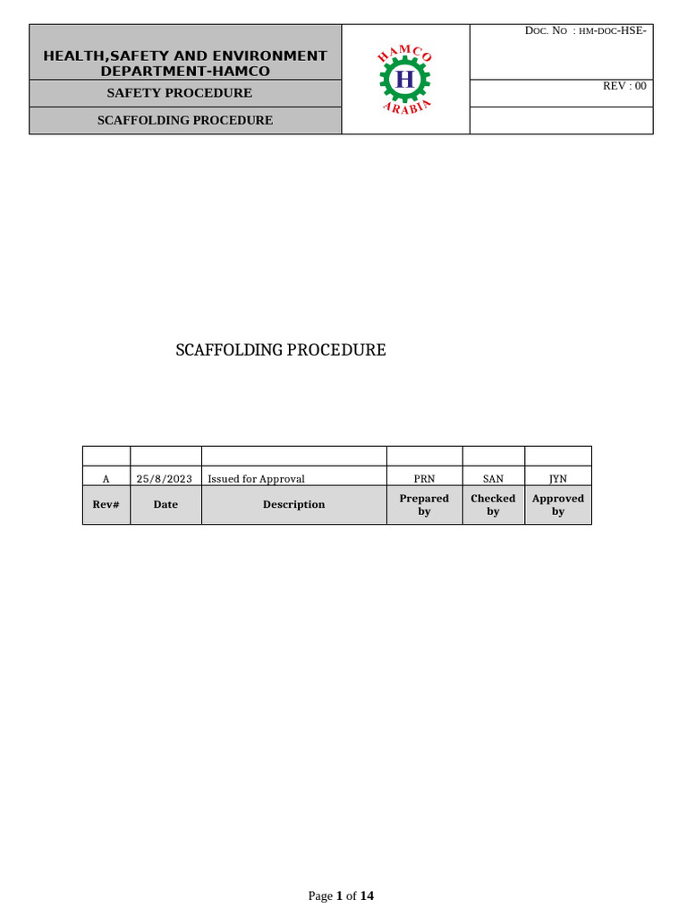 Scaffolding Safety Procedure Guide | PDF | Scaffolding