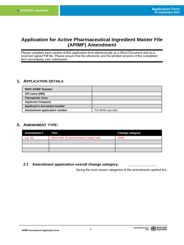 APIMF Amendment Application Form | PDF