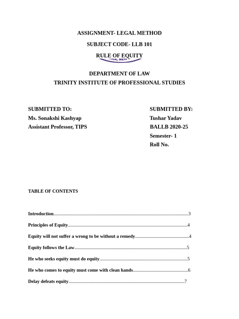Principles of Equity in Law | PDF | Equity (Law) | Laches (Equity)