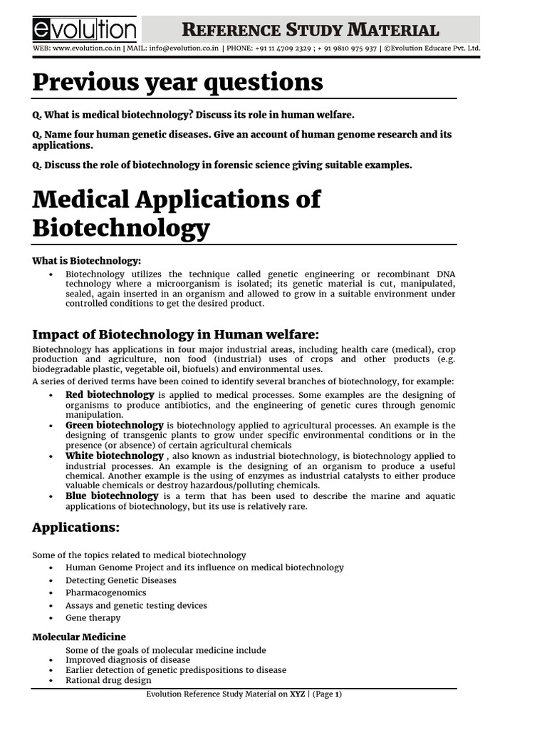 Medical Biotechnology Study Guide | PDF | Polymerase Chain Reaction ...