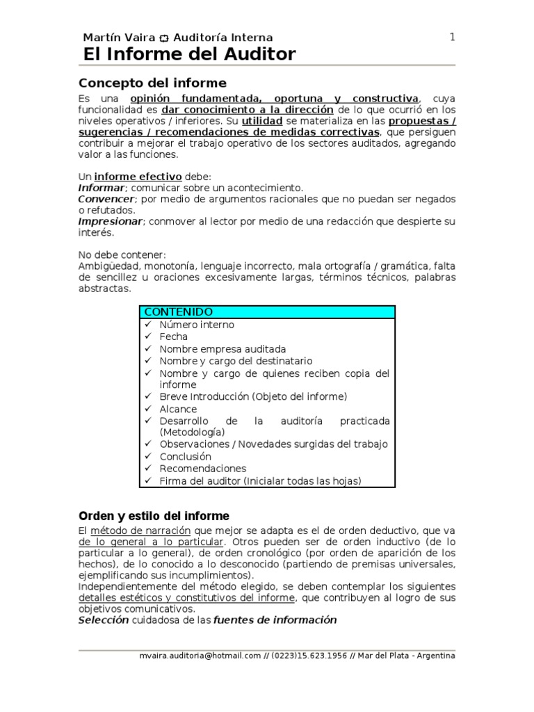 El Informe Del Auditor Contralor, auditor Razonamiento inductivo
