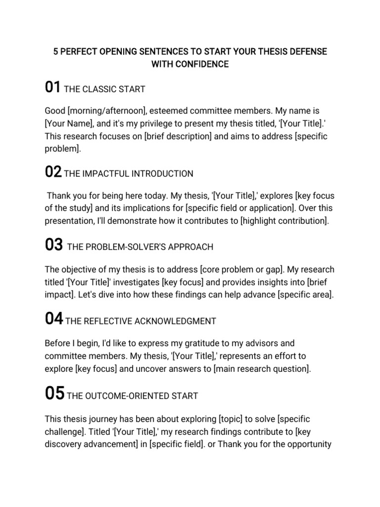 Effective Thesis Defense Opening Lines | PDF