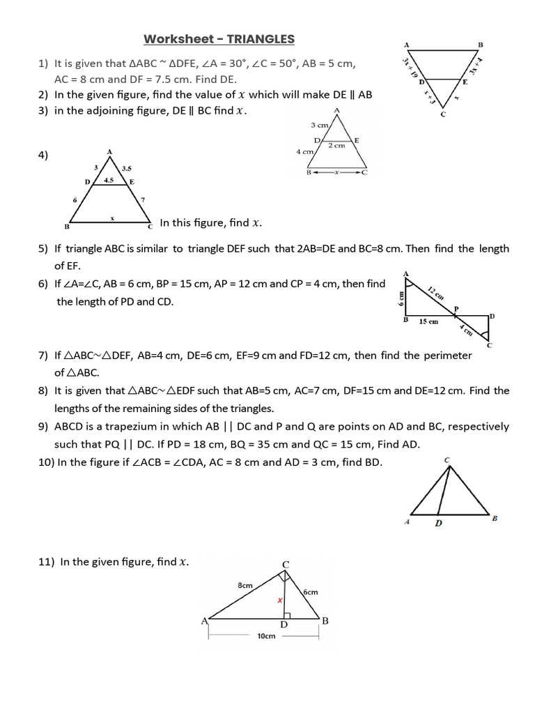 Triangle Similarity and Tracing Worksheet | PDF